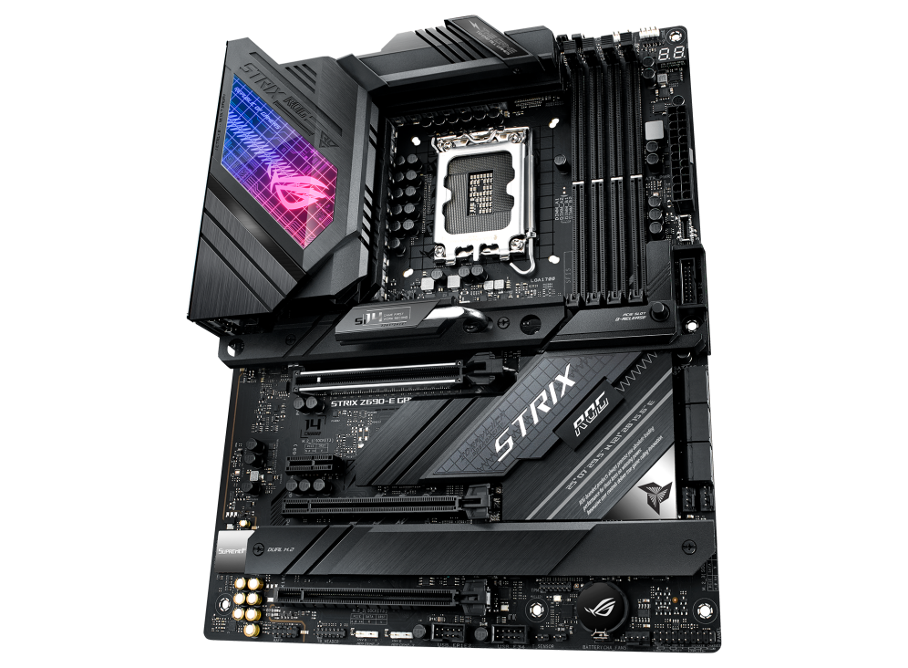 ROG STRIX Z690-E GAMING WIFI angled view from right