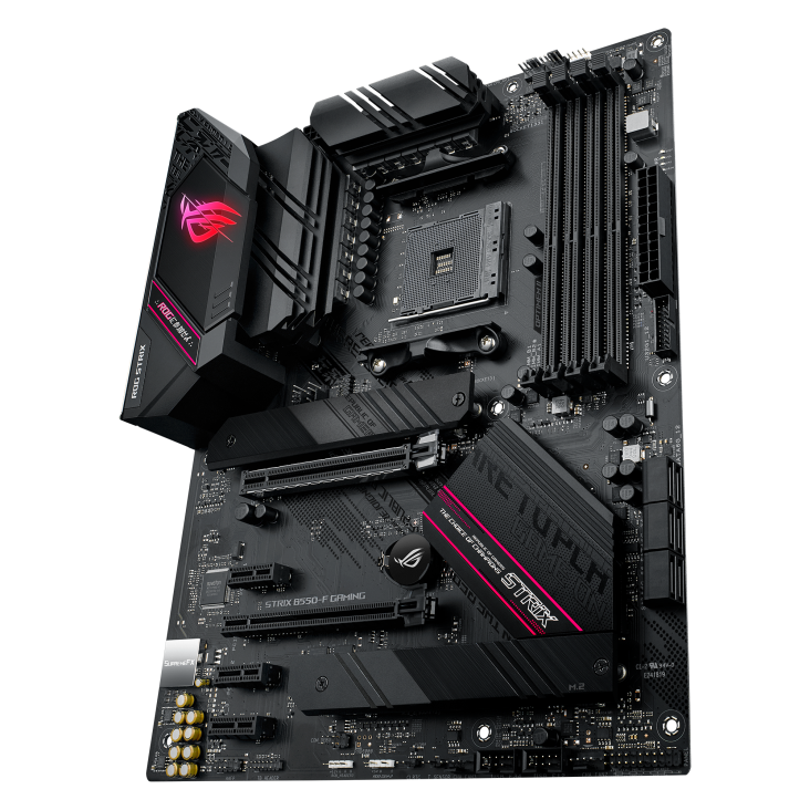 ROG STRIX B550-F GAMING angled view from right