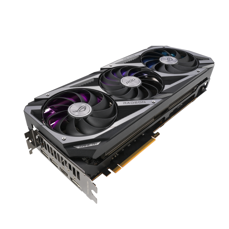 ROG-STRIX-RX6700XT-O12G-GAMING graphics card, hero shot from the front side