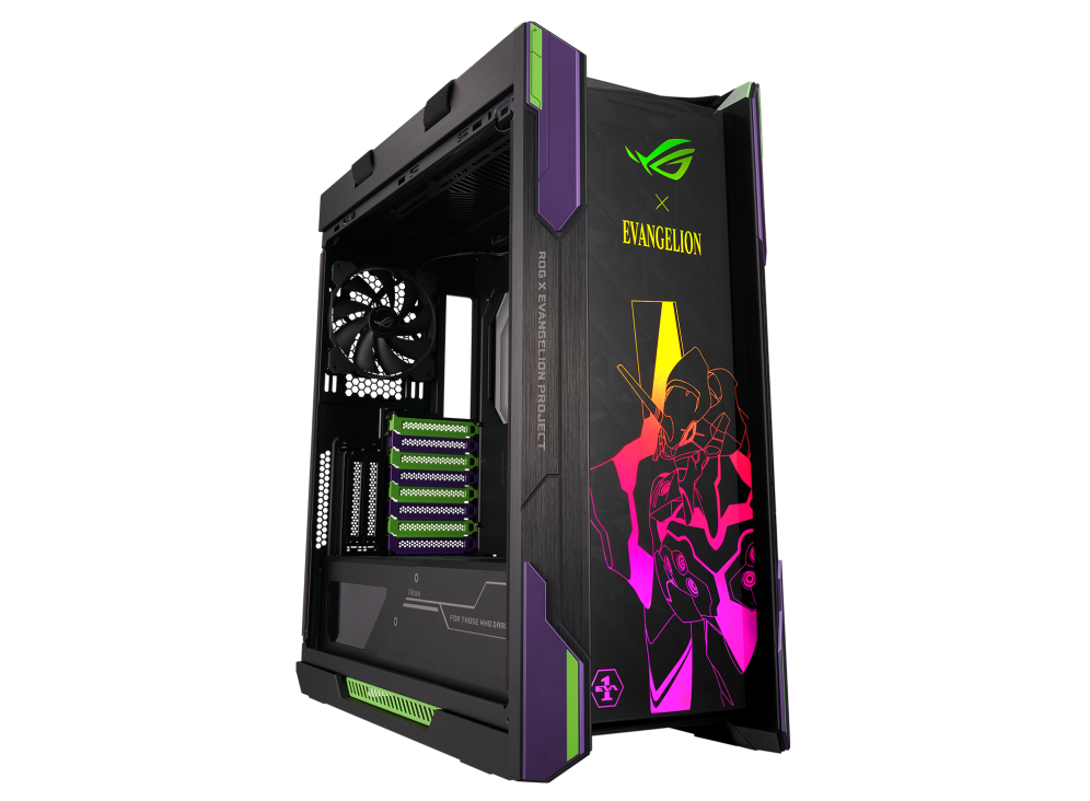 ROG Strix Helios EVA Edition side view, without side panel
