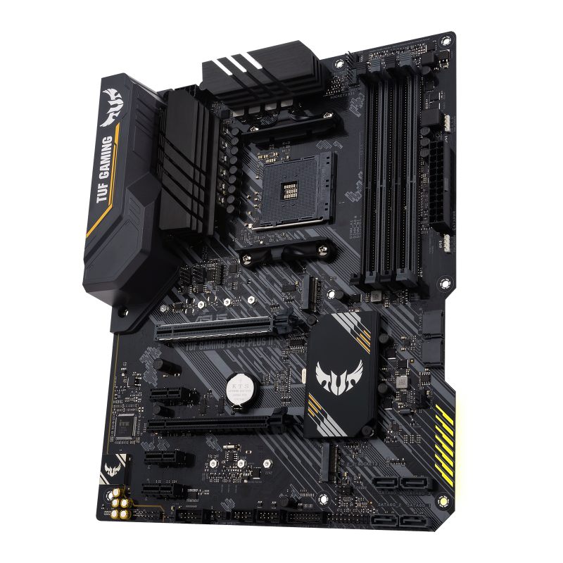 TUF GAMING B450-PLUS II front view, 45 degrees