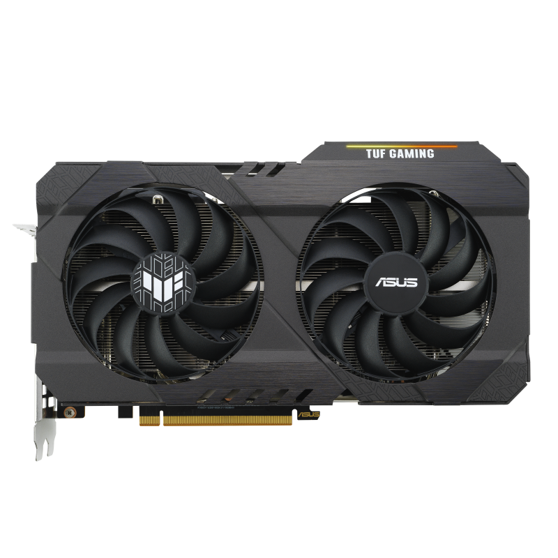 TUF Gaming AMD Radeon RX 6500 XT OC edition graphics card, front view 