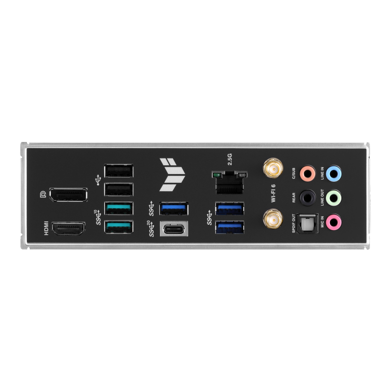 TUF GAMING B760M-PLUS WIFI I/O ports closeup