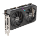 ASUS Dual AMD Radeon RX 6500 XT OC Edition graphics card, angled top down view, highlighting the fans, I/O ports