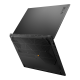 A rear view of the TUF Gaming A16 gaming laptop with the lid opened slightly, the TUF logo visible on the rear of the lid, and the feet and vents visible on the bottom