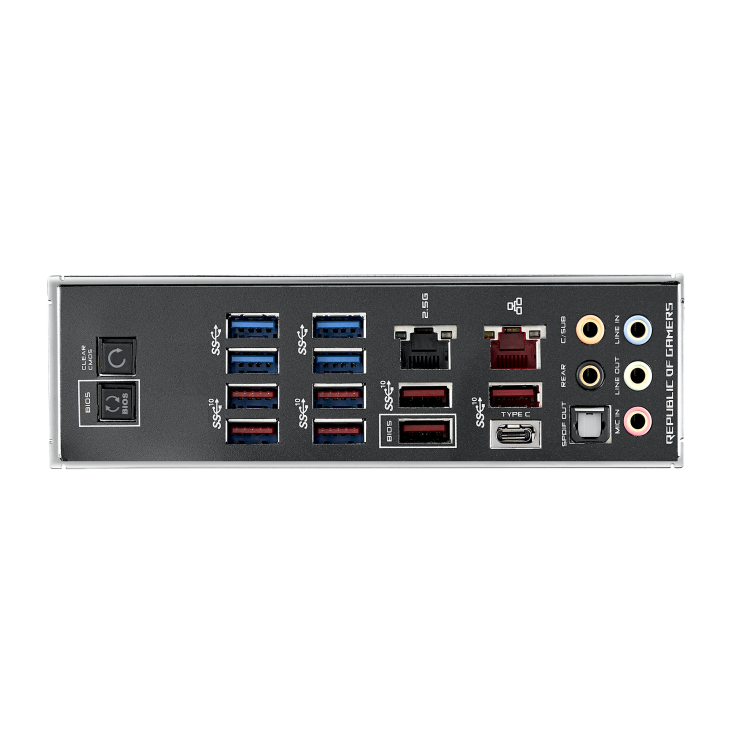 ROG Crosshair VIII Hero I/O ports closeup