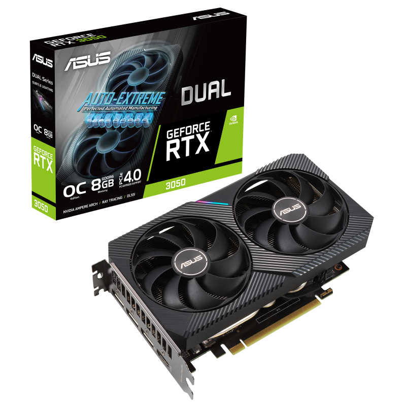 Tarjeta Gráfica ASUS NVIDIA GeForce RTX 3050 Auto Extreme Dual OC 8GB GDDR6