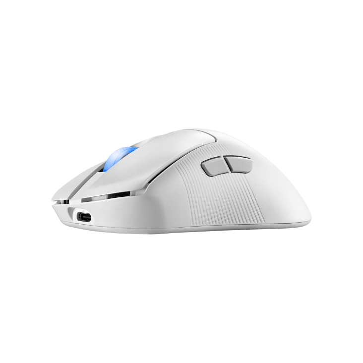 ROG Keris II Ace Moonlight White – angled side view