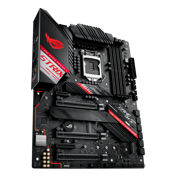 ROG STRIX Z490-H GAMING angled view from left