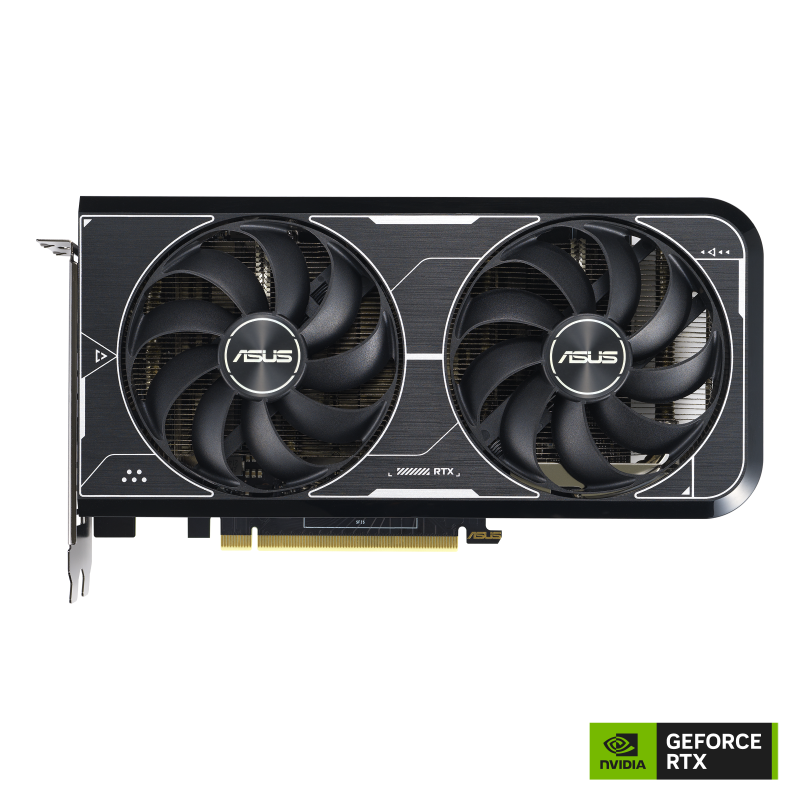 ASUS Dual GeForce RTX 3060 Ti OC edition graphics card with NVIDIA logo, front side