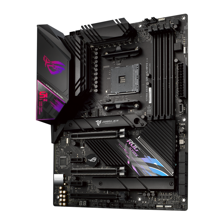 ROG STRIX X570-E GAMING WIFI II angled view from right