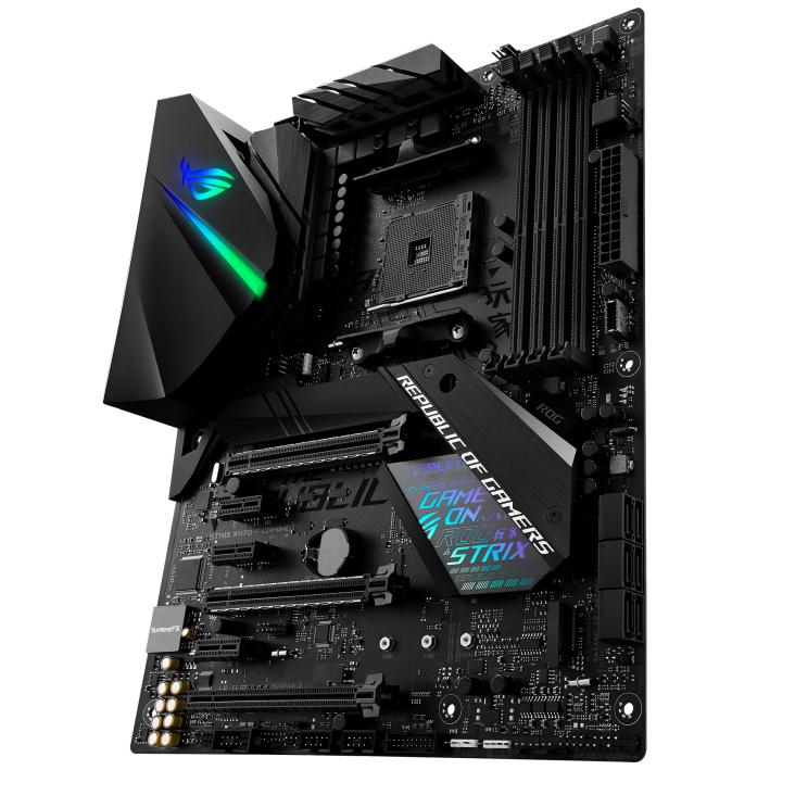 ROG STRIX X470-F GAMING angled view from right