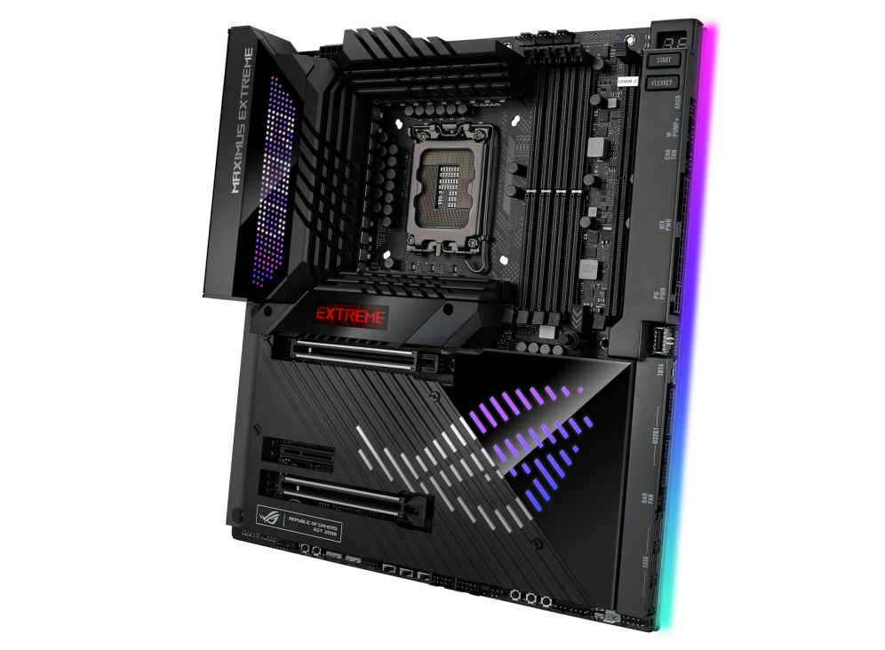 ROG MAXIMUS Z790 EXTREME angled and tilted view from right