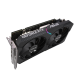 Dual GeForce RTX 3060 graphics card, angled top down view, showcasing the heatsink