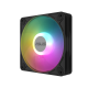 ASUS AR120 ARGB PWM Fan left tilted 45 degrees with ARGB lighting
