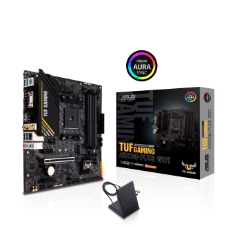 AMD A520 (Ryzen AM4) micro ATX motherboard with M.2 support, 1 Gb Ethernet,  HDMI/DVI/D-Sub, SATA 6 Gbps, USB 3.2 Gen 2 Type-A, and Aura Sync RGB  lighting support