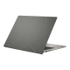Gray ASUS Zenbook S 13 OLED opened at 45 degrees and is viewed from the rear.