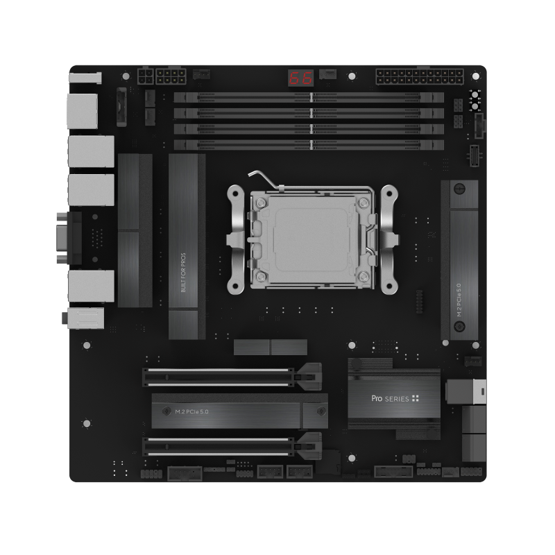 Pro WS B850M-ACE SE front view, 60 degrees