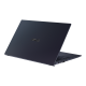 An angled rear view of an ASUS ExpertBook B9 showing the Star Black chassis