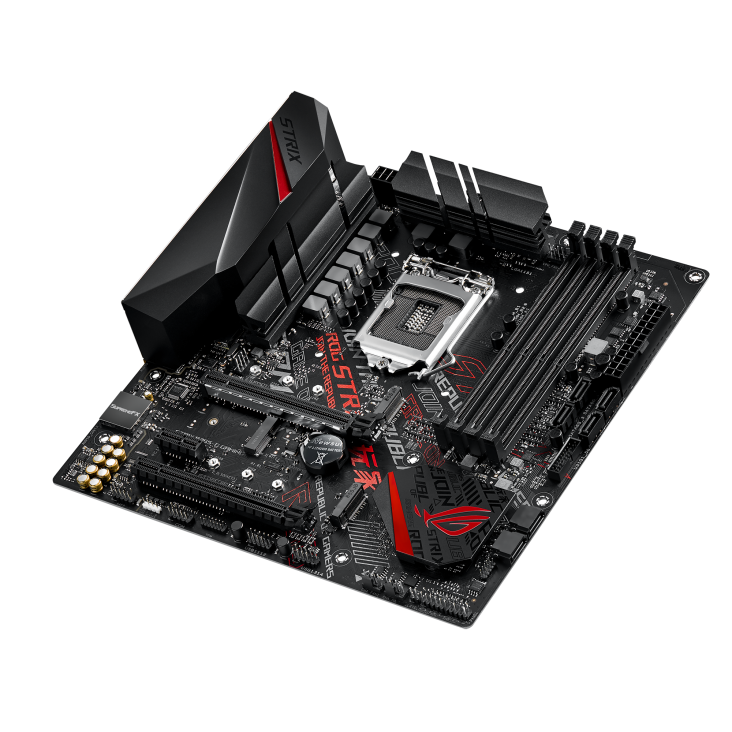 ROG STRIX B365-G GAMING top and angled view from right