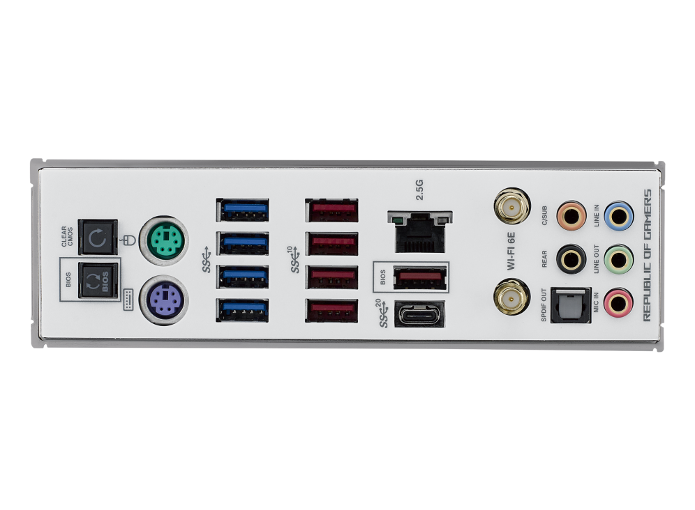 ROG MAXIMUS Z790 APEX I/O ports closeup