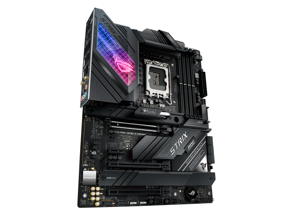 ROG STRIX Z690-E GAMING WIFI angled view from left