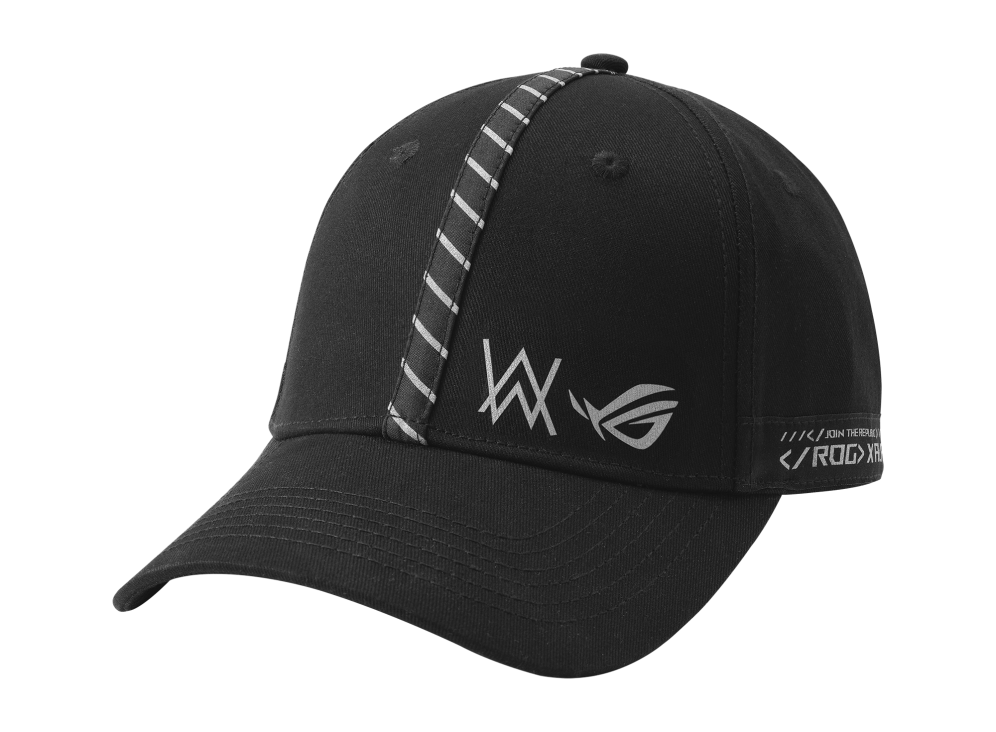 Black baseball cap, with ROG and Alan Walker branding.