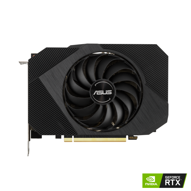 ASUS Phoenix GeForce GTX 1650 OC 4GB EVO graphics card with NVIDIA logo, front view