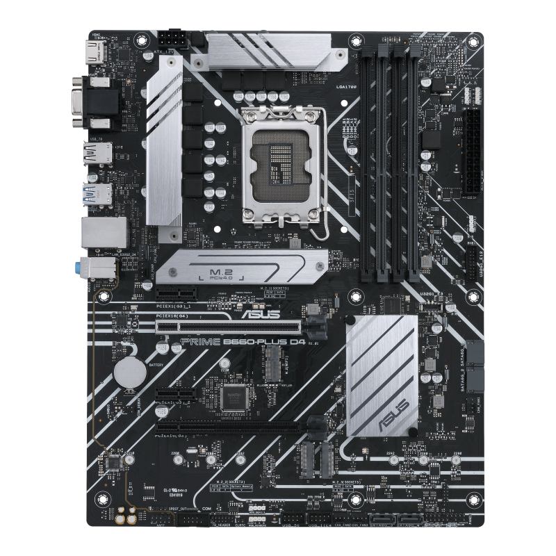 PRIME B660-PLUS D4-CSM motherboard, front view 