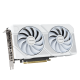 ASUS Dual GeForce RTX 5060 Ti White edition card placed at a 45-degree angle, leaning toward the back-right