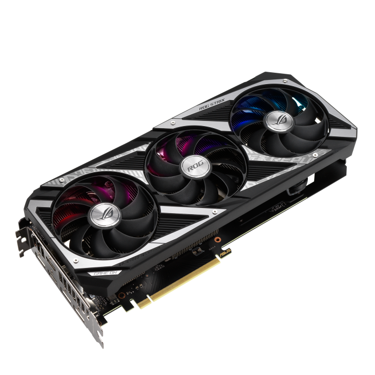 ROG Strix GeForce RTX™ 3050 graphics card, front angled view