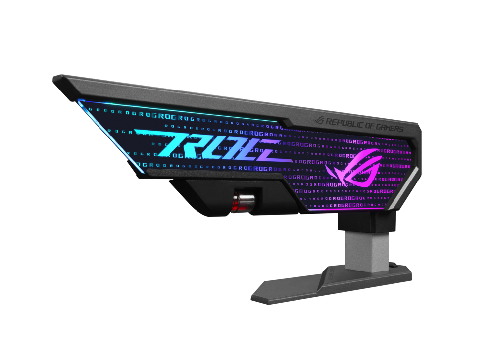 ROG Herculx front view, tilted 45 degrees, with AURA lighting