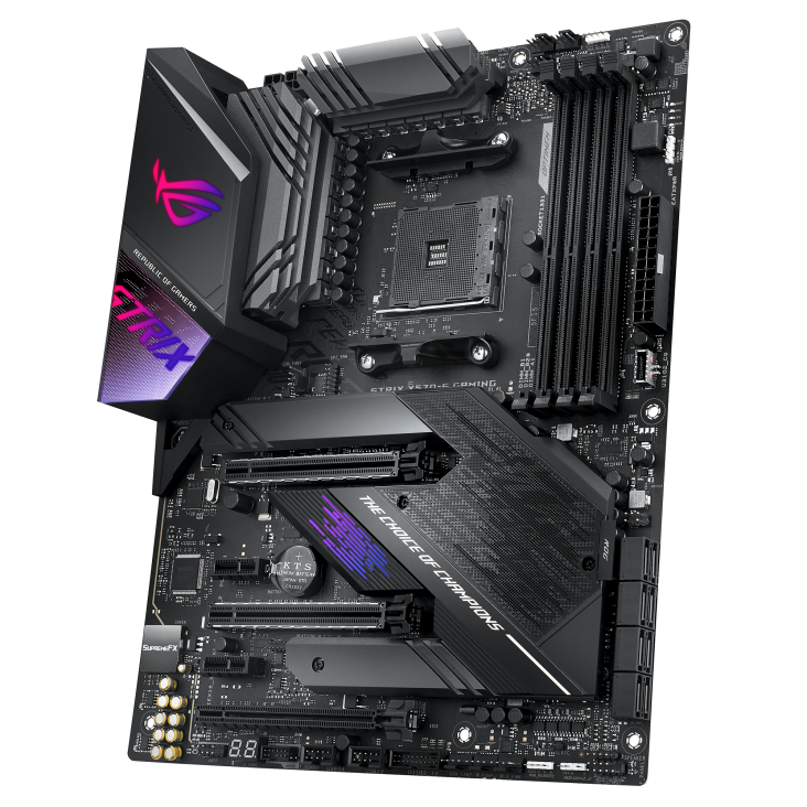 ROG Strix X570-E Gaming angled view from right