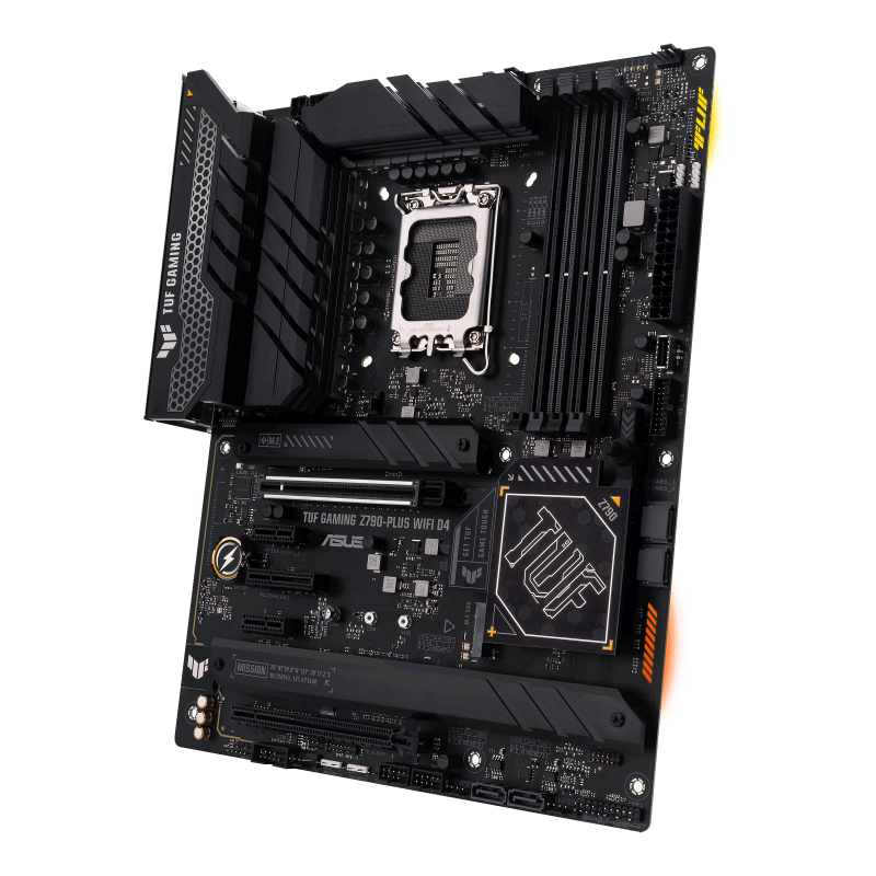 TUF GAMING Z790-PLUS WIFI D4 front view, 45 degrees