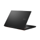 Black ASUS Vivobook Pro 16X OLED display opened, showing its rear side from the side view