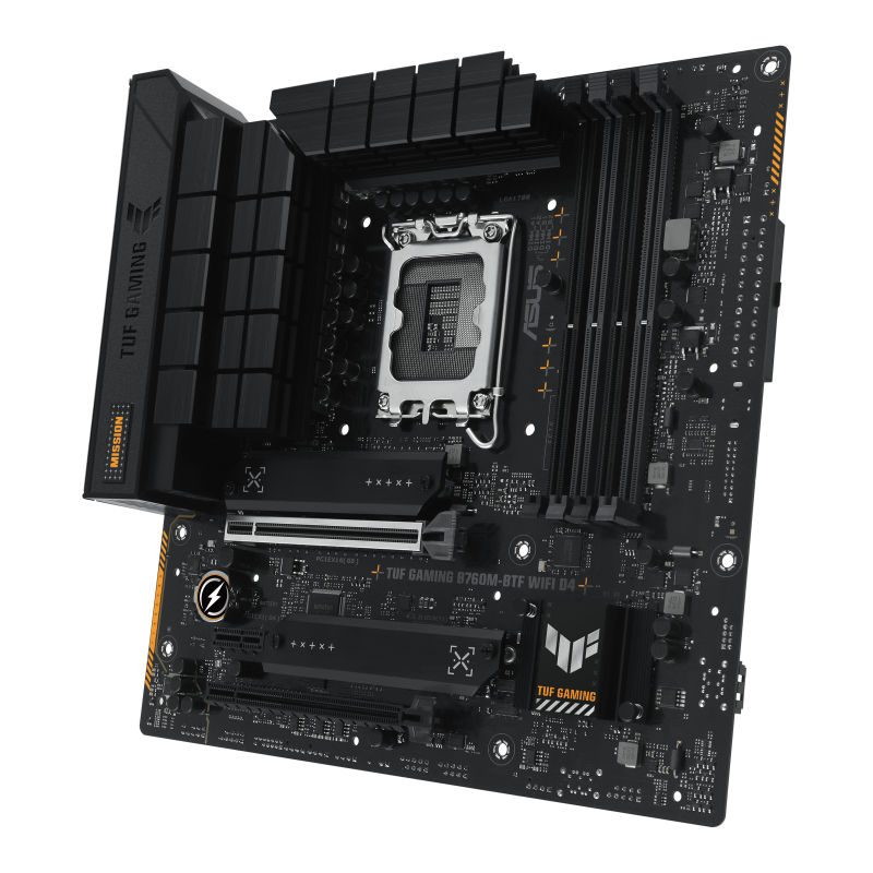 TUF GAMING B760M-BTF WIFI D4 front view, 45 degrees
