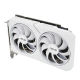 Angled forward view of the ASUS Dual GeForce RTX 3060 12GB White OC Edition graphics card