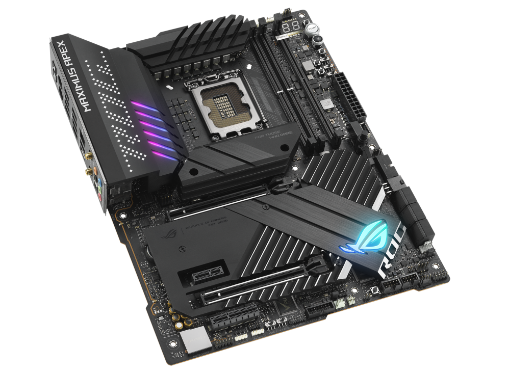 ROG MAXIMUS Z690 APEX top and angled view from right