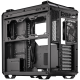 TUF Gaming GT502 PLUS rear view, titled 60 degrees with side panel removed, focus on the hybrid function bracket