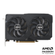 ASUS Dual Radeon RX 7600 V2 front view of the with black AMD logo