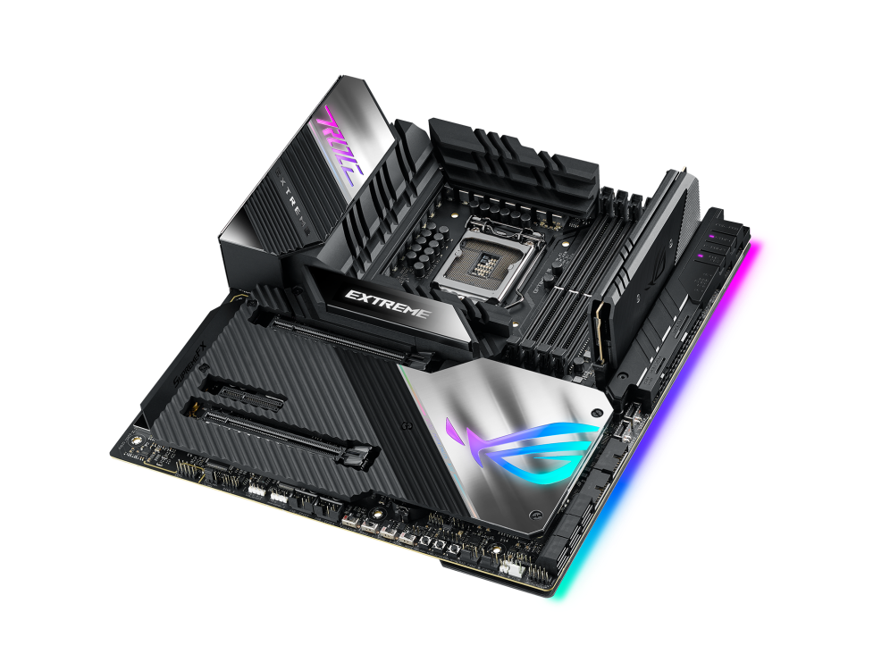 ROG Maximus XIII Extreme top and angled view from right