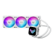 TUF Gaming LC III 360 ARGB White Edition front view with ARGB lighting