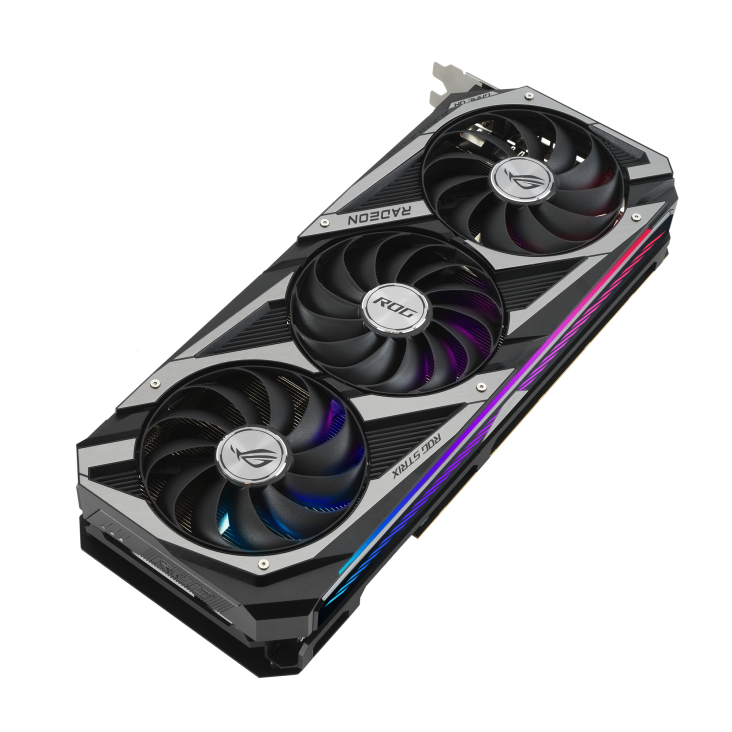 ROG-STRIX-RX6800-O16G-GAMING graphics card, front angled view