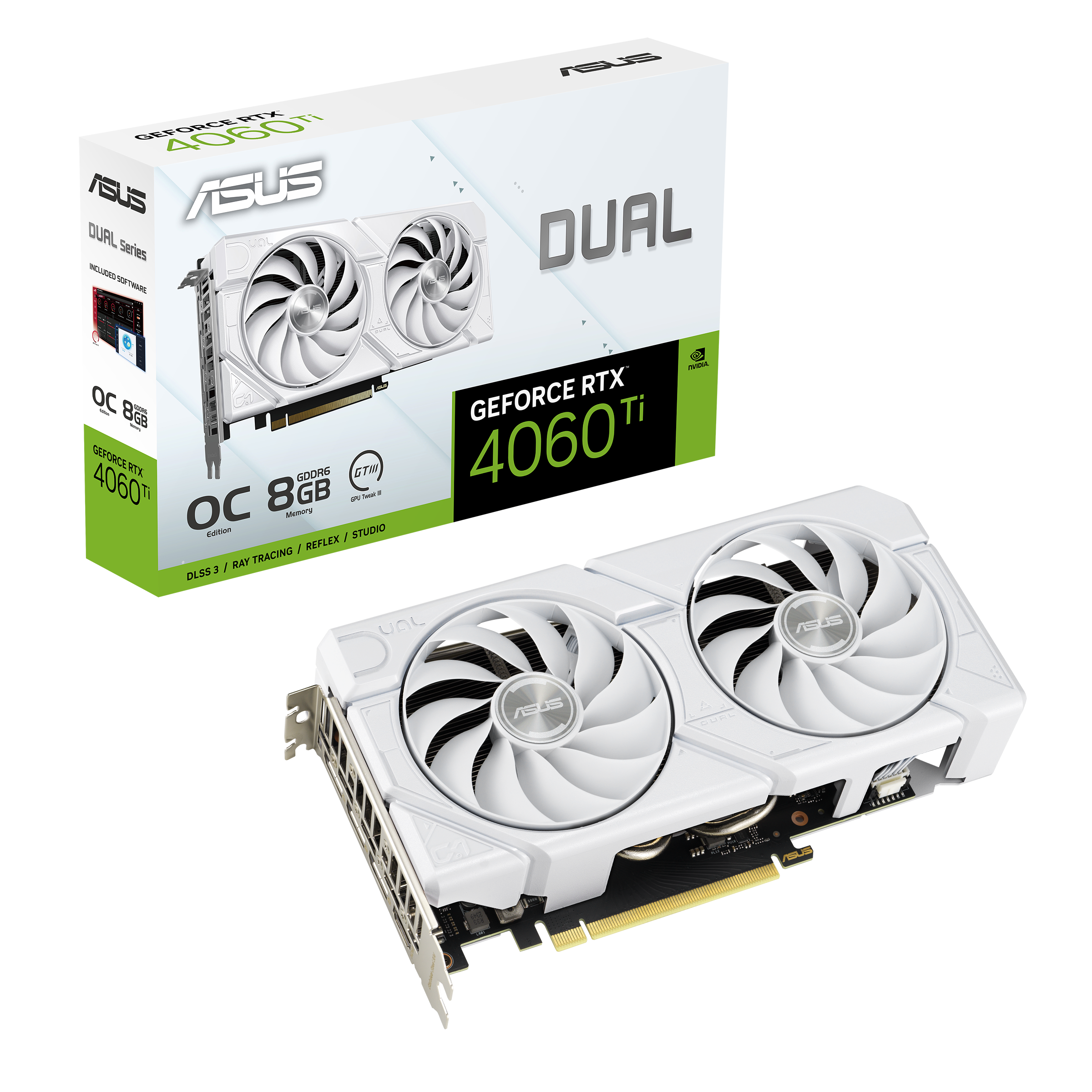 美品 ASUS DUAL-RTX4060TI-O8G-EVO-WHITE ASUS Dual GeForce RTX™ 4060 Ti EVO White OC 8GB GDDR6