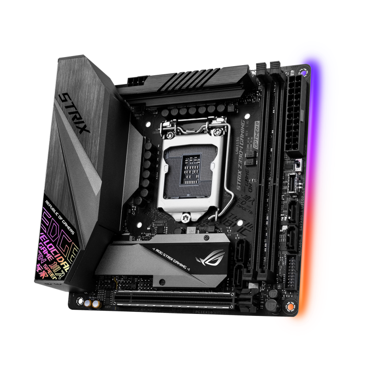 ROG STRIX Z390-I GAMING angled view from right