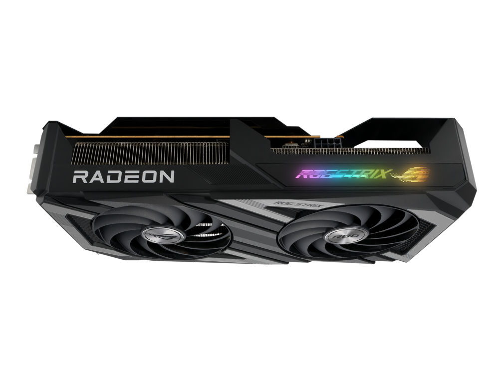 ROG Strix Radeon™ RX 6650 XT OC Edition graphics card,top view of the , highlighting the ARGB element