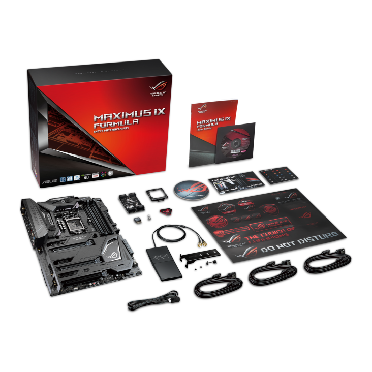ROG MAXIMUS IX FORMULA top view with what’s inside the box