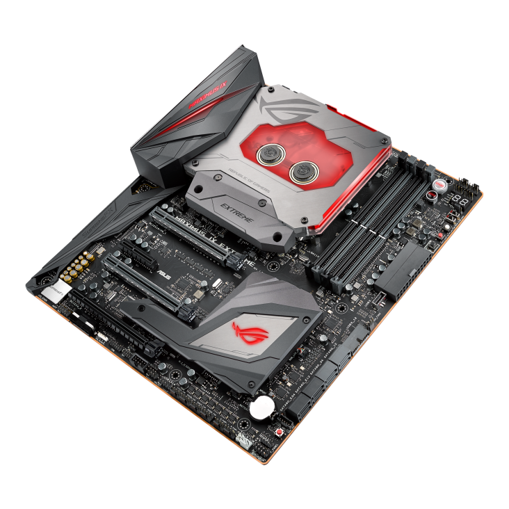 ROG MAXIMUS IX EXTREME top and angled view from right