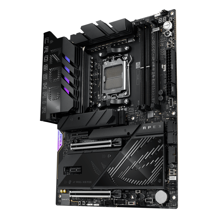 ROG CROSSHAIR X870E APEX angled view from right