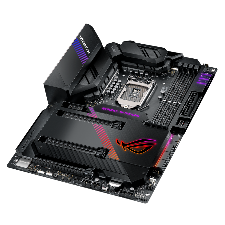 ROG MAXIMUS XI CODE top and angled view from right